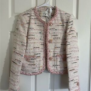 Fairy Moment ACT3 pink&white cropped tweed jacket